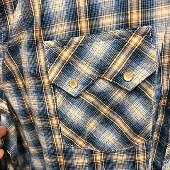 Vintage Wrangler Pearl Snap Front Pocket Plaid Shirt Size XXL - Picture 6 of 11